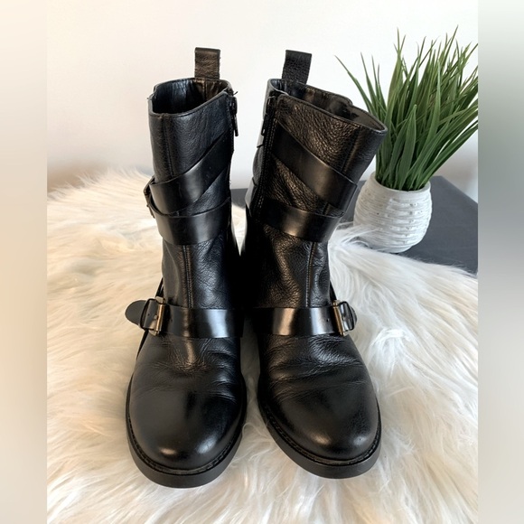 Nine West Ankle Boot Black Leather with Buckles SZ: US 6 - Picture 1 of 9